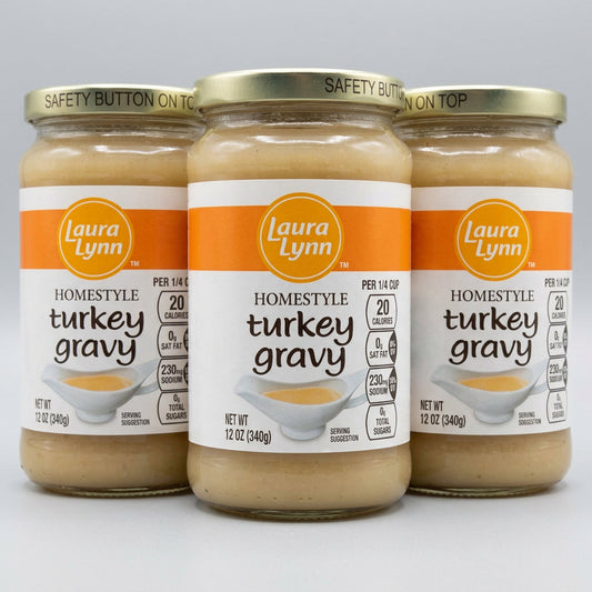 3 Jars of Laura Lynn Home Style Roasted Turkey Gravy, 12 oz