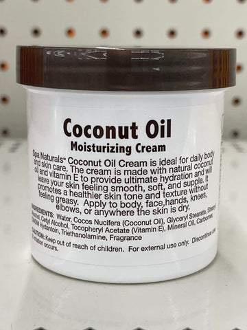 6 JARS Spa Naturals Coconut Oil Moisturizing Cream with Vitamin E 6 oz