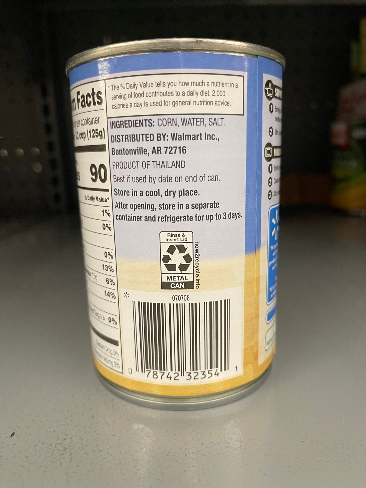12 Cans of Great Value Golden Sweet Whole Kernel Corn, 15 oz