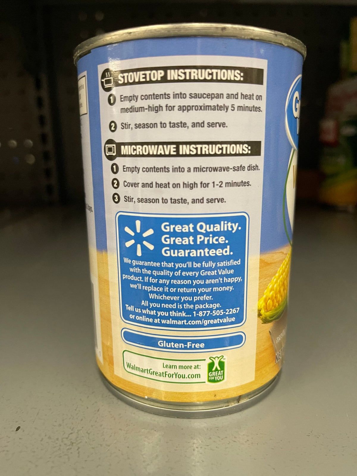 12 Cans of Great Value Golden Sweet Whole Kernel Corn, 15 oz
