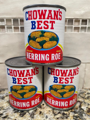 3 Cans Chowans Best Genuine River Herring Roe 8 oz Can Fish Eggs