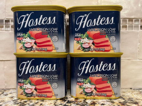 4 CANS Hostess Luncheon Loaf Canned Meat 12 oz. like Spam Burger Treet