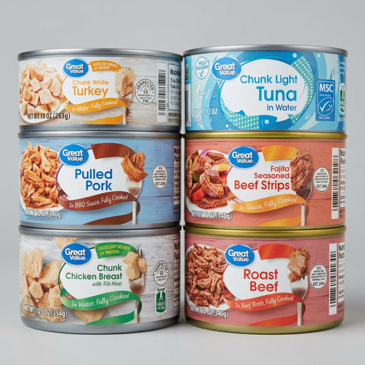 6 Cans Great Value Meat Fajita Strips Roast Beef Pork Tuna Chicken Turkey