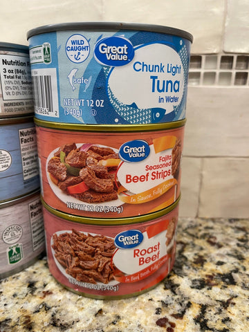 6 Cans Great Value Meat Fajita Strips Roast Beef Pork Tuna Chicken Turkey