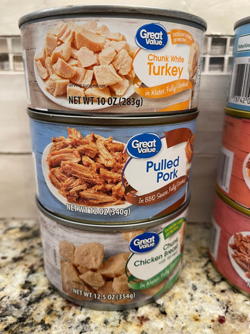 6 Cans Great Value Meat Fajita Strips Roast Beef Pork Tuna Chicken Turkey
