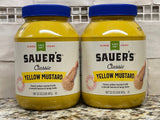 2 Jars of Sauer's Classic Yellow Mustard 32 Oz Sauce BBQ Hamburger Bottle