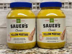 2 Jars of Sauer's Classic Yellow Mustard 32 Oz Sauce BBQ Hamburger Bottle