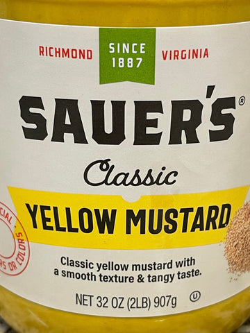 2 Jars of Sauer's Classic Yellow Mustard 32 Oz Sauce BBQ Hamburger Bottle