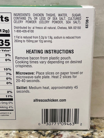 4 Packs of Al Fresco Original Uncured Chicken Bacon, 3 oz