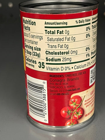 8 CANS Hunts Tomato Paste 100% Natural Tomatoes 6 oz Can pasta chili soup