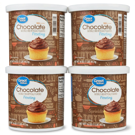 4 Jars Great Value Chocolate Frosting 16 oz