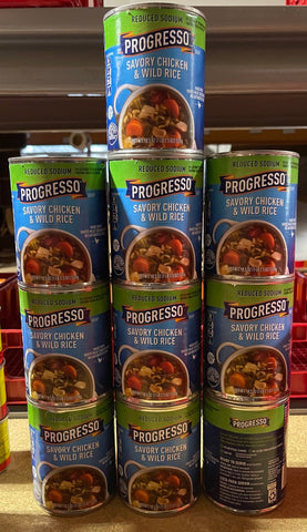 10 CANS Progresso Reduced Sodium Chicken and Wild Rice Soup 18.5 oz Can