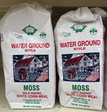 2 BAGS Moss Water Ground White Corn Meal 2 lb Bag flour Self Rising NC