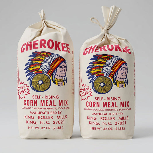 2 Bags of King Roller Mills Cherokee Self Rising White Corn Meal, 2 lb