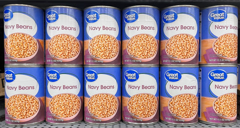 12 CANS Great Value Navy Beans 15.5 oz Can large white beans