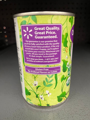 6 Cans of Great Value Organic Black Beans, 15 oz