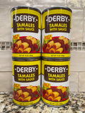 4 CANS Derby Canned Tamales Beef & Pork With Sauce 15 Oz Can Corn Meal