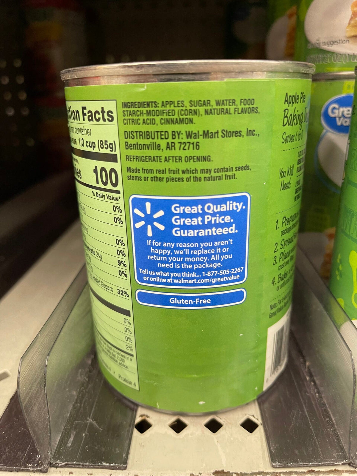4 Cans of Great Value Apple Pie Filling & Topping, 20 oz