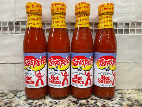 4 BOTTLES Texas Pete Sauteed Garlic Hot Sauce 6 oz Bottle Pepper