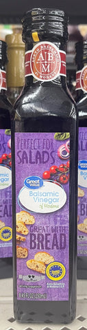 4 Bottles of Great Value Balsamic Vinegar of Modena, 8.45 oz