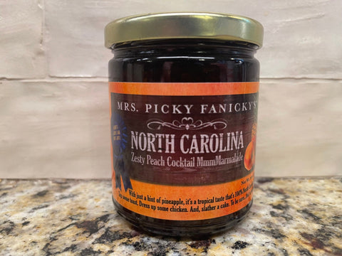 Mrs. Picky Fanicky's NC Zesty Peach Cocktail Mmm Marmalade 10 oz Jar