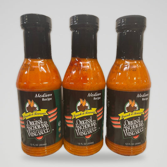 3 Bottles of Anchor Bar Medium Wing Sauce, 16 oz