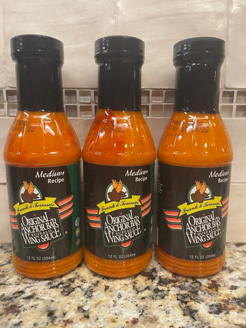 3 BOTTLES Anchor Bar Medium Wing Sauce 16 oz Chicken Buffalo