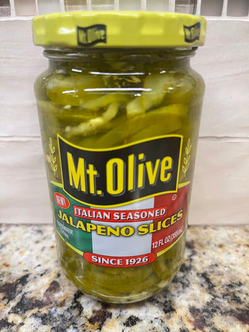 3 JARS Mount Olive Italian Seasoned Jalapeno Slices Peppers 12 oz Mt