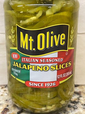 3 JARS Mount Olive Italian Seasoned Jalapeno Slices Peppers 12 oz Mt