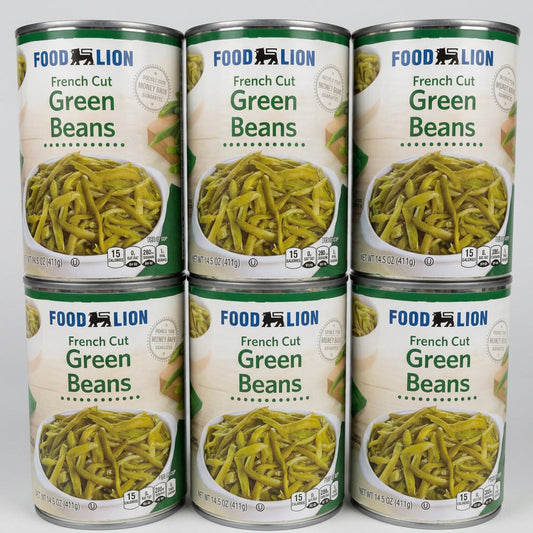 6 Cans of Food Lion French Cut Green Beans, 14.5 oz