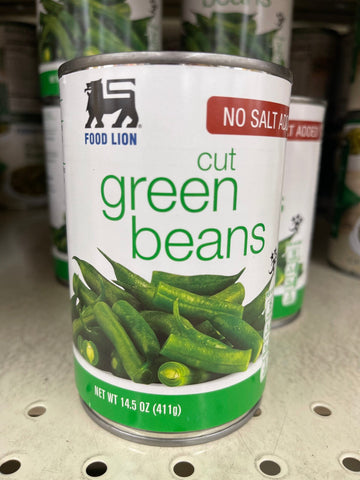 6 CANS Food Lion No Salt Added Cut Green Beans 14.5 oz Can String