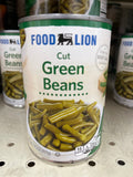 6 Cans of Food Lion Cut Green Beans, 14.5 oz