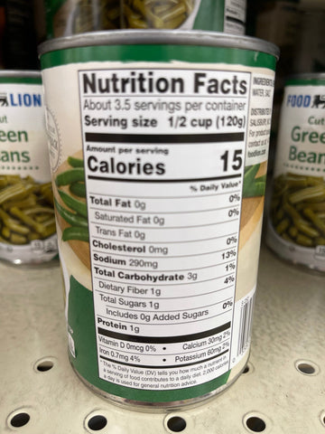 6 CANS Food Lion Cut Green Beans 14.5 oz Can String Salad