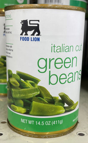 6 CANS Food Lion Italian Cut Green Beans 14.5 oz Can String