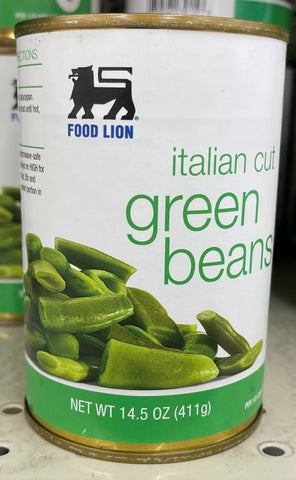 6 Cans of Food Lion Italian Cut Green Beans, 14.5 oz