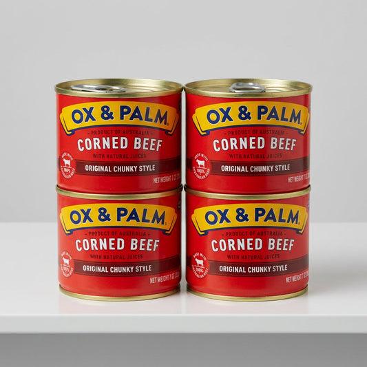 4 Cans of Ox & Palm Corned Beef Original Chunky Style, 7 oz