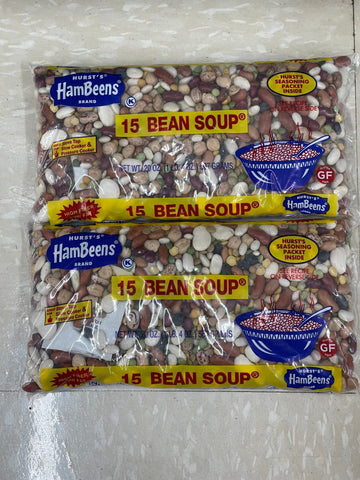 2 BAGS Hurst HamBeens Dried 15 Bean Soup 20 oz Bag w/ham seasoning