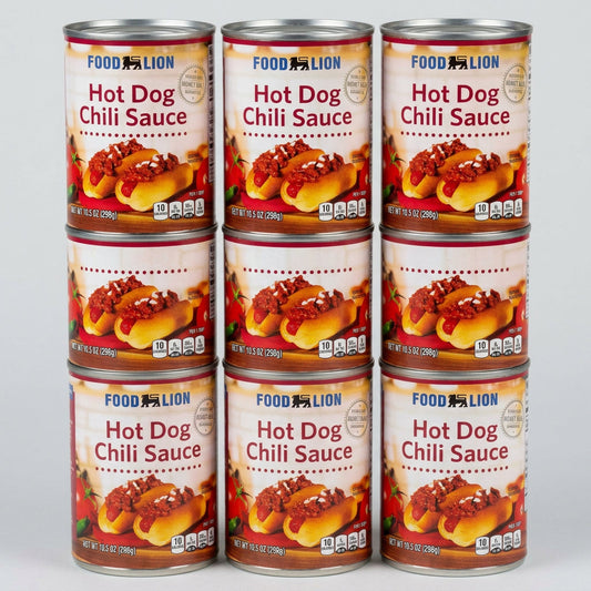 6 Cans of Food Lion Hot Dog Chili Sauce, 10.5 oz
