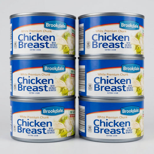 6 Cans of Brookdale White Chunk Chicken Breast Meat, 12.5 oz