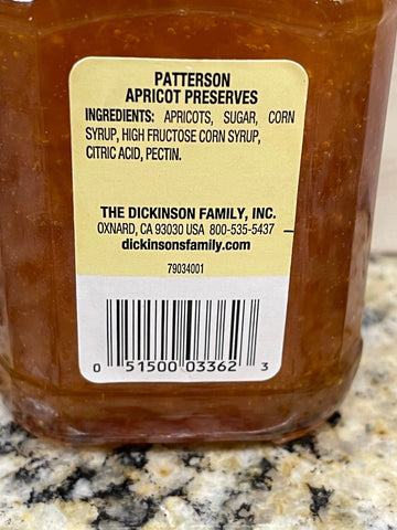 Dickinson's Pure Patterson Apricot Preserves 10 oz Jar Jam Jelly