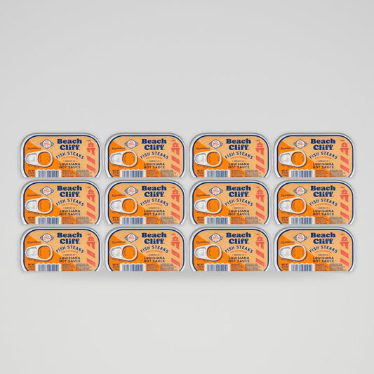 12 Cans of Beach Cliff Fish Steaks in Louisiana Hot Sauce, 3.75 oz