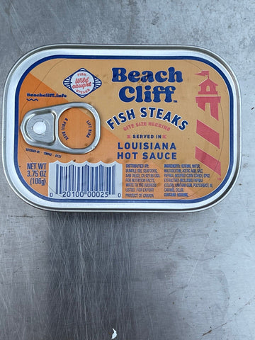 12 Cans of Beach Cliff Fish Steaks in Louisiana Hot Sauce, 3.75 oz