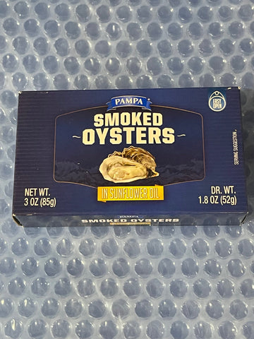 12 CANS Pampa Gourmet Smoked Oysters in Sunflower Oil 3 oz can tin