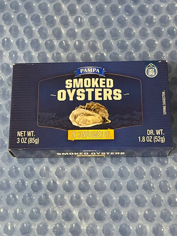 12 CANS Pampa Gourmet Smoked Oysters in Sunflower Oil 3 oz can tin