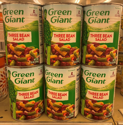 6 CANS Green Giant 3 Bean Salad 15 oz Can Green Kidney Wax Beans