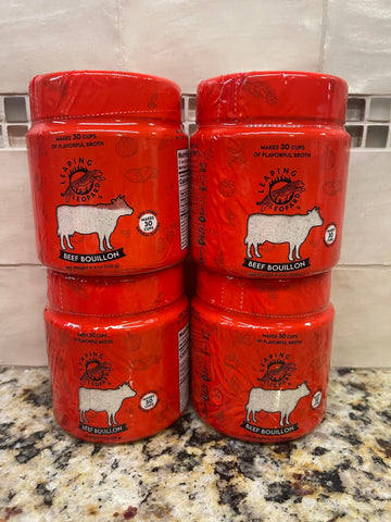 4 JARS Leaping Leopard Beef Flavored Bouillon 4.4 oz Stock Soup