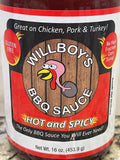 3 Bottles of Willboy's Hot and Spicy Barbecue Sauce, 16 oz