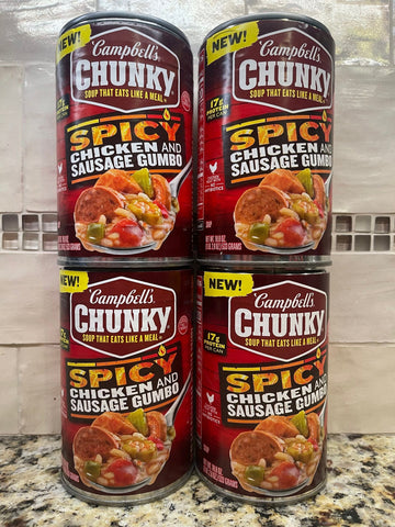 4 Campbell's CHUNKY Spicy Chicken & Sausage Gumbo Soup 18.8 oz Can