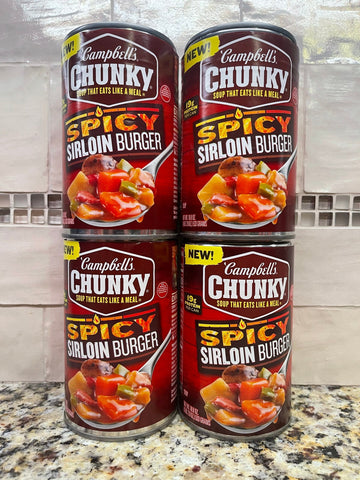 4 Campbell's CHUNKY Spicy Sirloin Burger Soup 18.8 oz Can