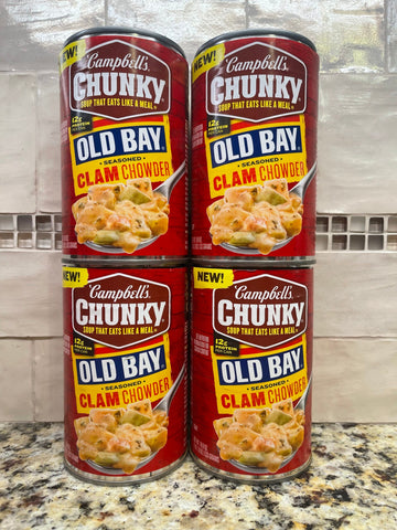 4 Campbell's CHUNKY Old Bay Seasoned Clam Chowder Soup 18.8 oz Can